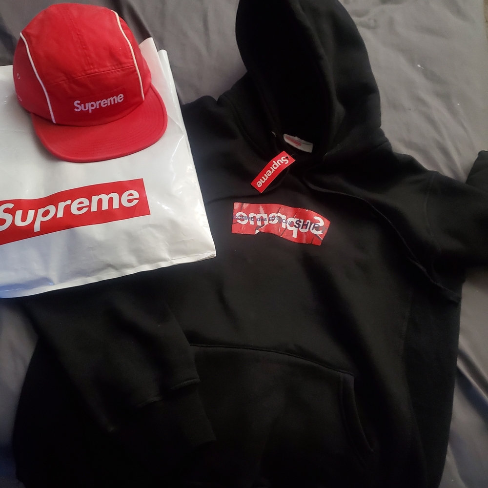 SOLD - Supreme x Comme des Garçons Black Hoodie w/ Red Cap